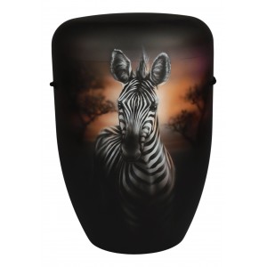 Hand Painted Biodegradable Cremation Ashes Funeral Urn / Casket - Zebra